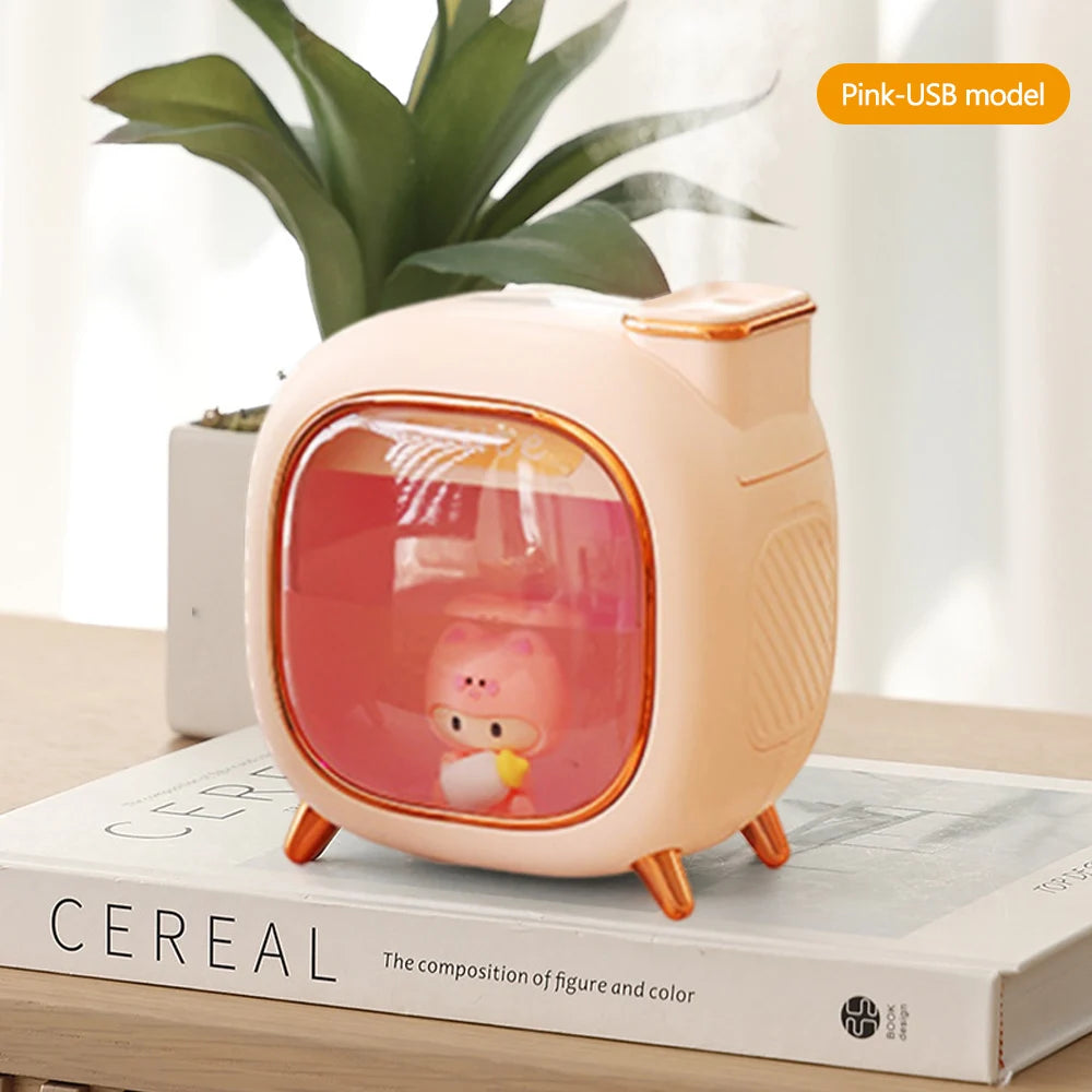 Cartoon Dolls Ultrasonic Air Humidifier 500ML Large Capacity Aroma Essential Oil Diffuser USB Colourful Breathing Night Lights