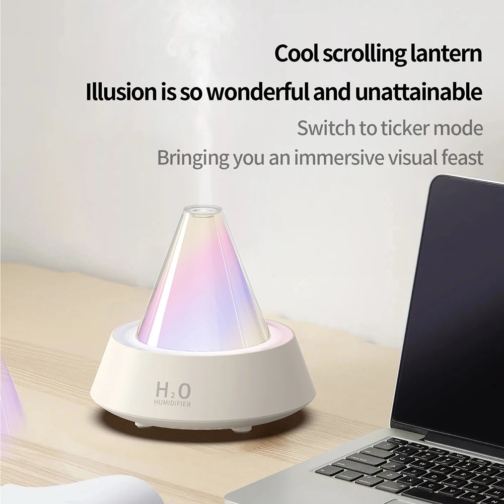 LED Volcano Flame Aromatherapy Diffuser with 7 Color Light Air Fresh Scented Oil Diffusers Humidifier USB Powered for Bedroom