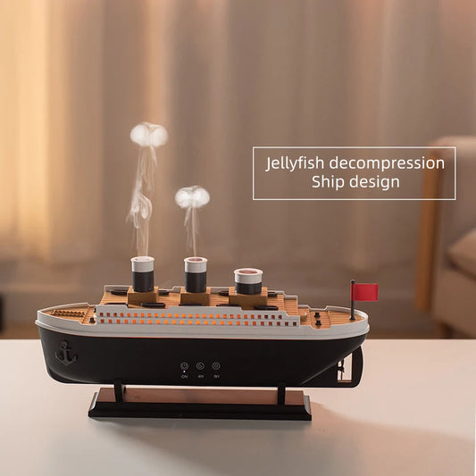 Luxury Ocean Liner Electric Aroma Air Humidifier Cruise Ship Model Aromatherapy Diffuser for Home Room Decorate Home Appliances