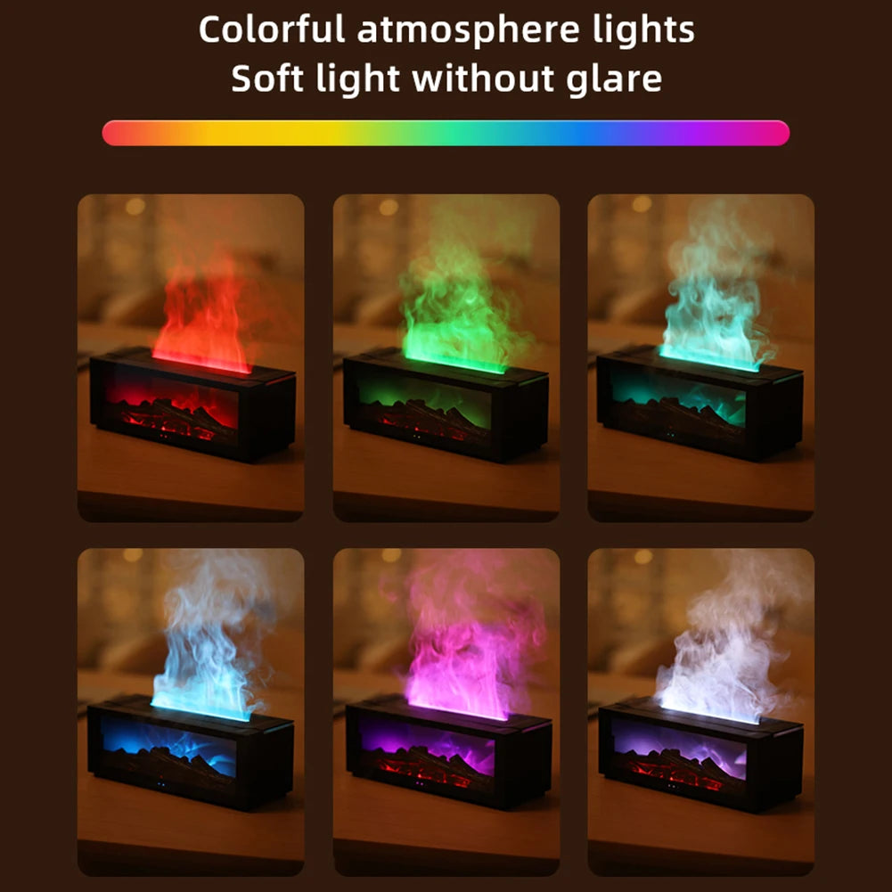 Bedroom Fragrance Machine LED Colorful Light Mini Home Essential Oils Diffuser Flame Air Humidifier Desk Aromatherapy Diffuser