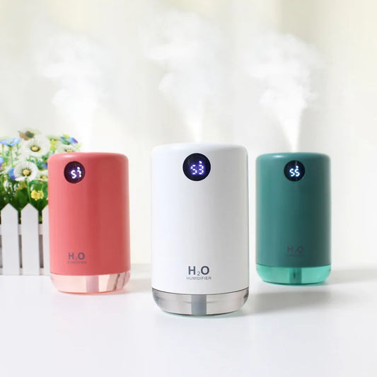 Home Table Wireless Ultrasonic Air Humidifier, Portable Mini Aroma Water Mist Diffuser, Battery Life Show, 500ml, 2000mAh