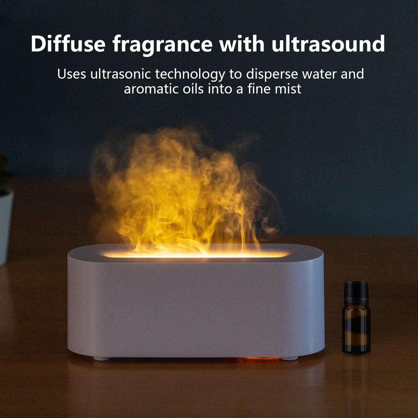 Vissko Aroma Diffuser Air Humidifier Ultrasonic Cool Mist Maker Fogger Led Essential Oil Flame Lamp Difusor