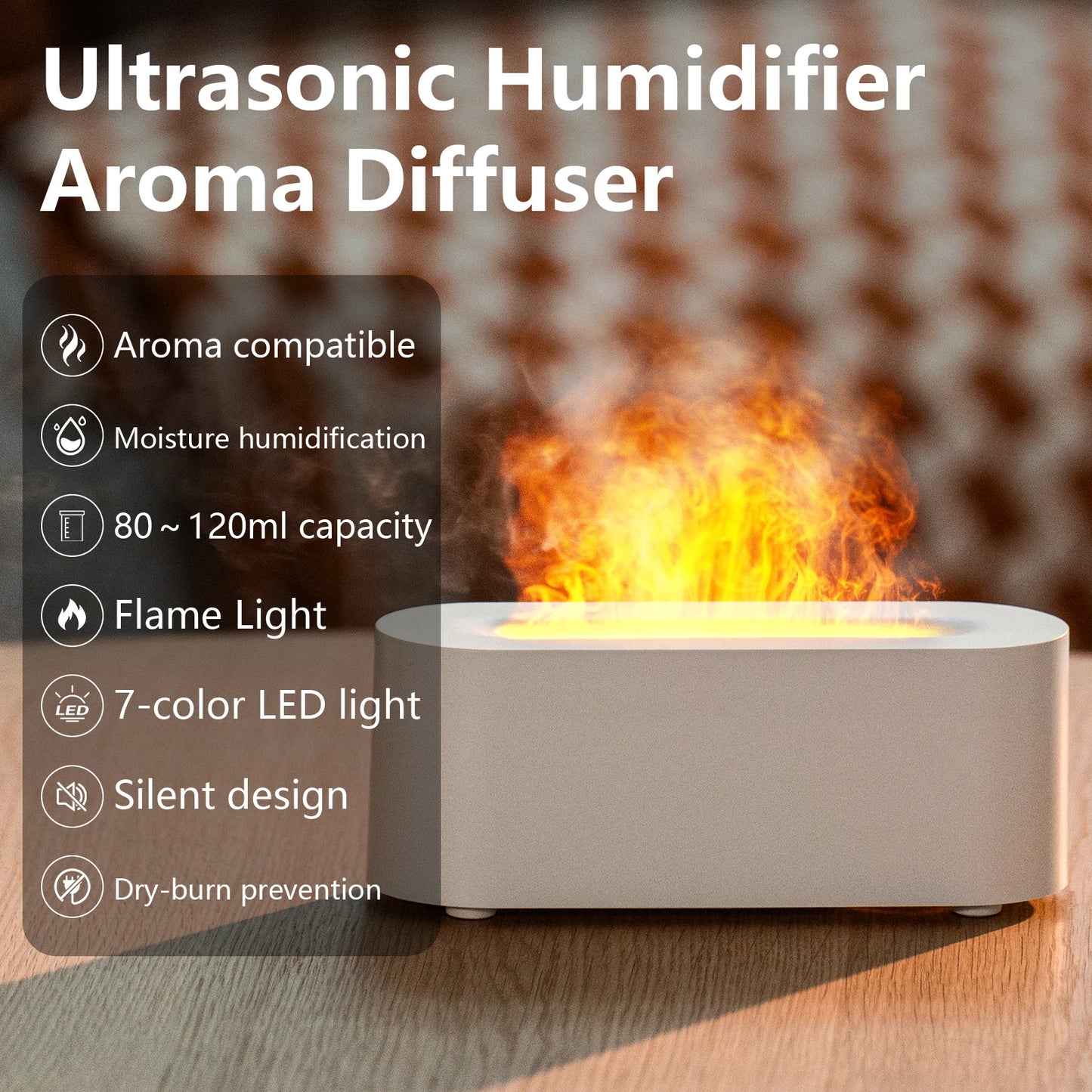 Vissko Aroma Diffuser Air Humidifier Ultrasonic Cool Mist Maker Fogger Led Essential Oil Flame Lamp Difusor