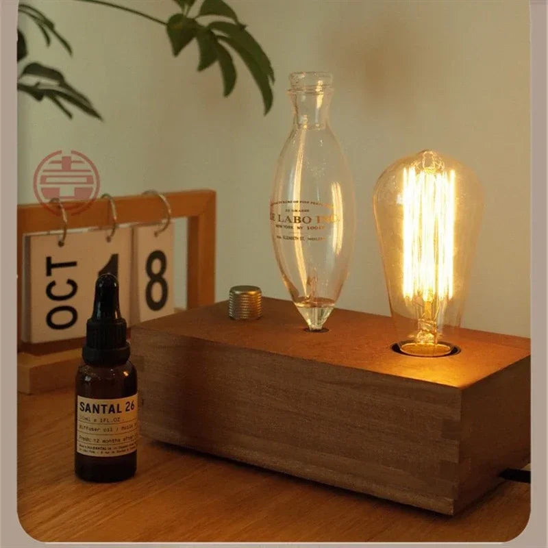 Aroma Diffuser Vintage Tungsten Filament Lamp Aromatherapy Machine Humidifier Lighting Sandalwood Pure  Essential Oil Diffuser