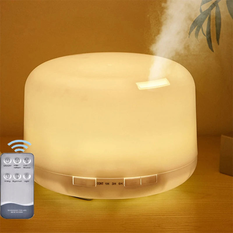 500ml Ultrasonic Air Humidifier Remote Control Essential Oil Diffuser Desktop Aroma Machine Scent Diffuser with LED Night Lights