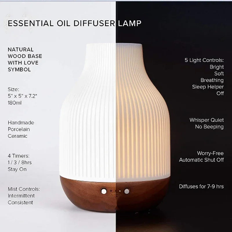 Essential Oil Diffuser Ceramic Diffuser 180ml Aromatherapy Humidifiers Diffuser With Auto Shut Off Function For Home Office Room