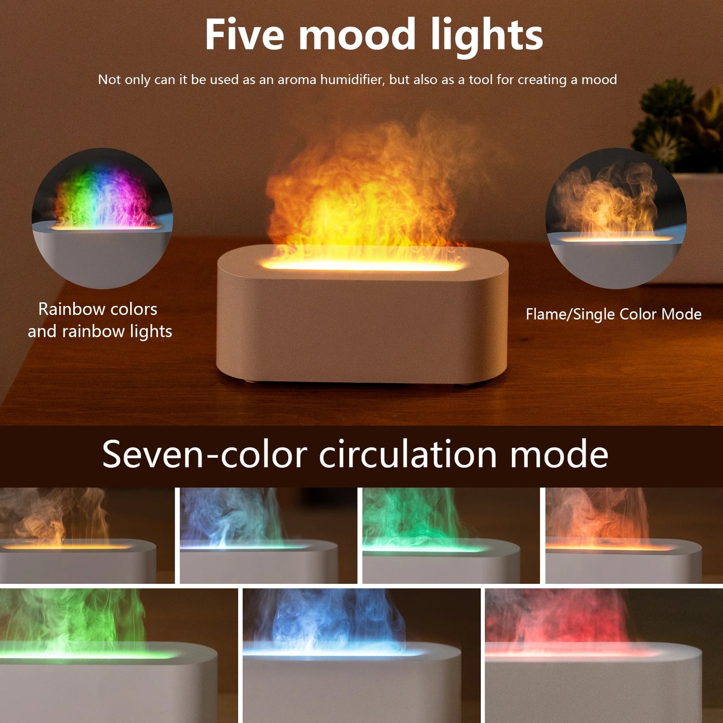 Vissko Aroma Diffuser Air Humidifier Ultrasonic Cool Mist Maker Fogger Led Essential Oil Flame Lamp Difusor