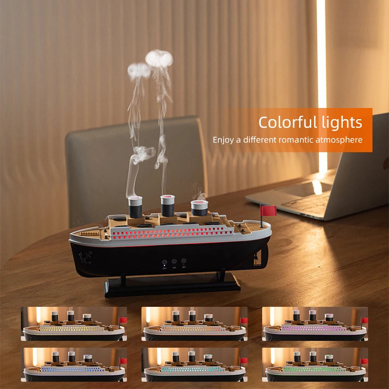 Luxury Ocean Liner Electric Aroma Air Humidifier Cruise Ship Model Aromatherapy Diffuser for Home Room Decorate Home Appliances